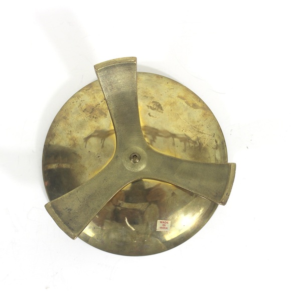 MCM Brass Large Pillar Candle Holder, Mid Century Modern Short, Wide Candle - Picture 8 of 10